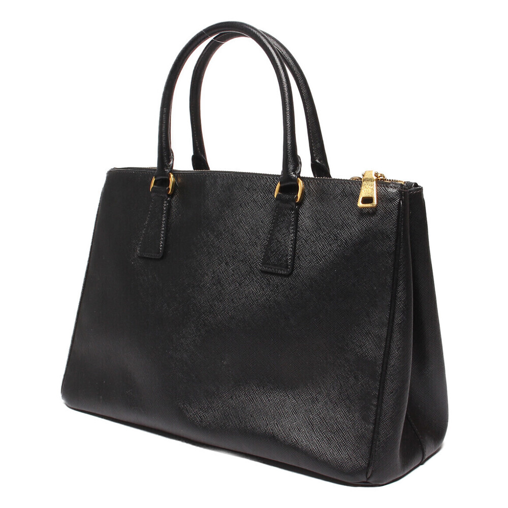 Prada Black Leather Tote Saffiano Galleria Double Zip